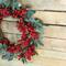 18" Red Berries & Two-Tone Green Leaves Artificial Wreath, Unlit